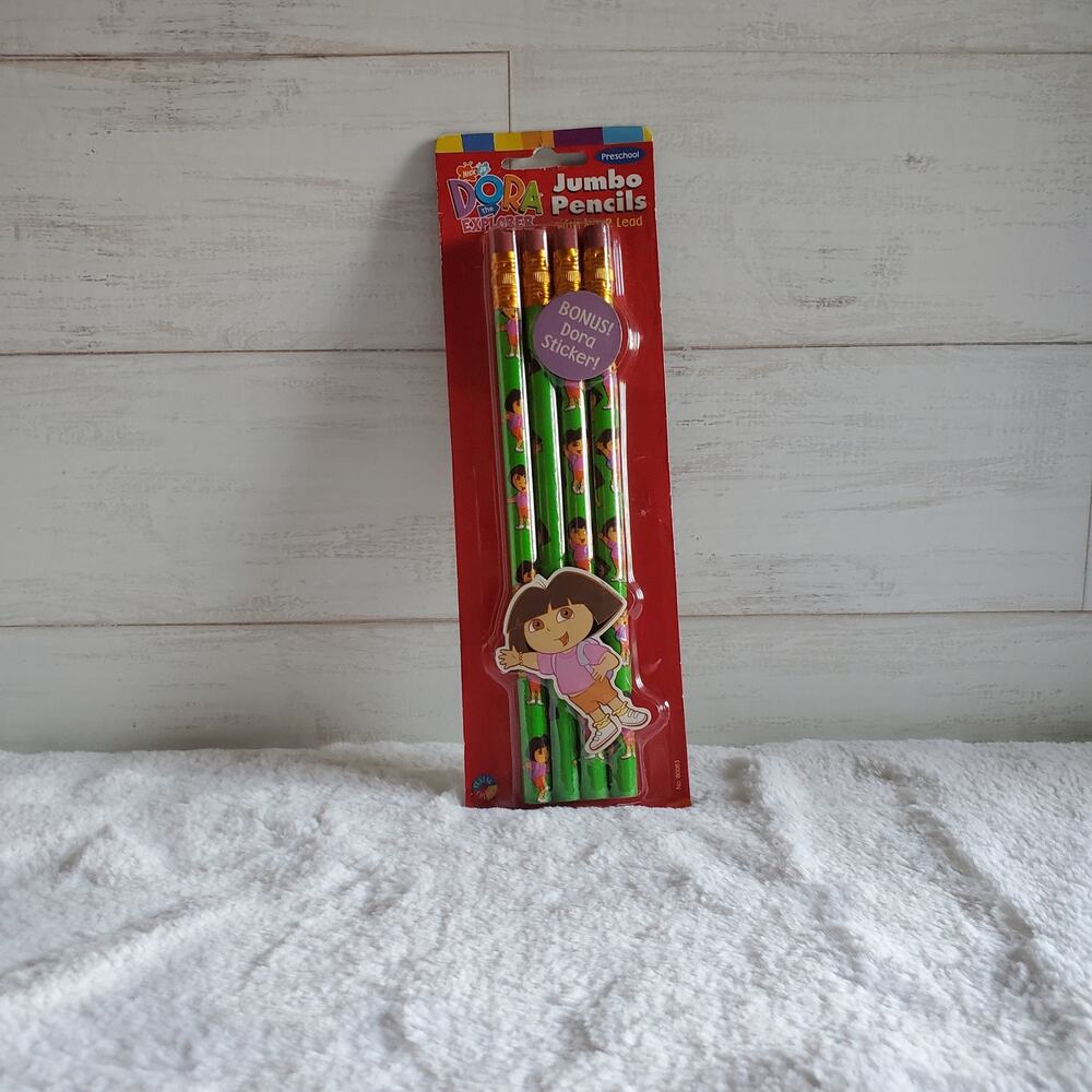 Dora the Explorer Jumbo Pencils pack of 4 with Bonus Sticker from 2002